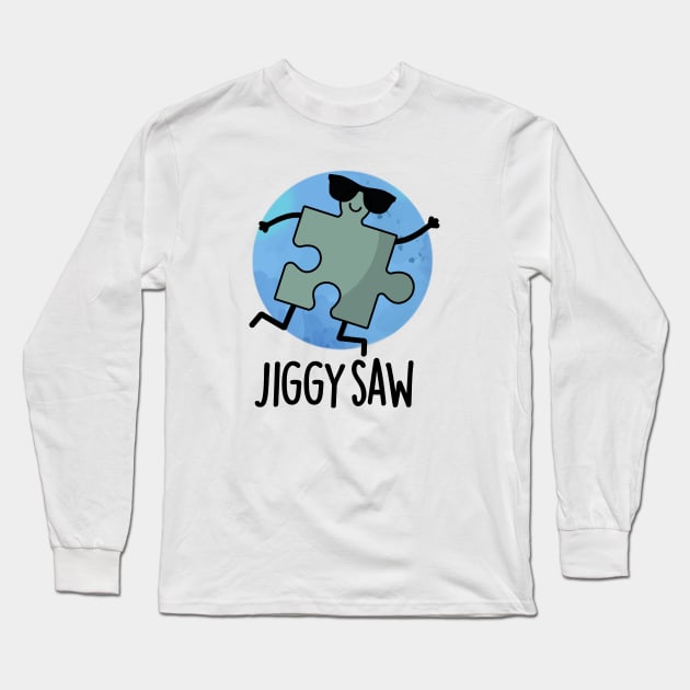 Jiggy Saw Cute Dancing Jigsaw Puzzle Pun Long Sleeve T-Shirt by punnybone